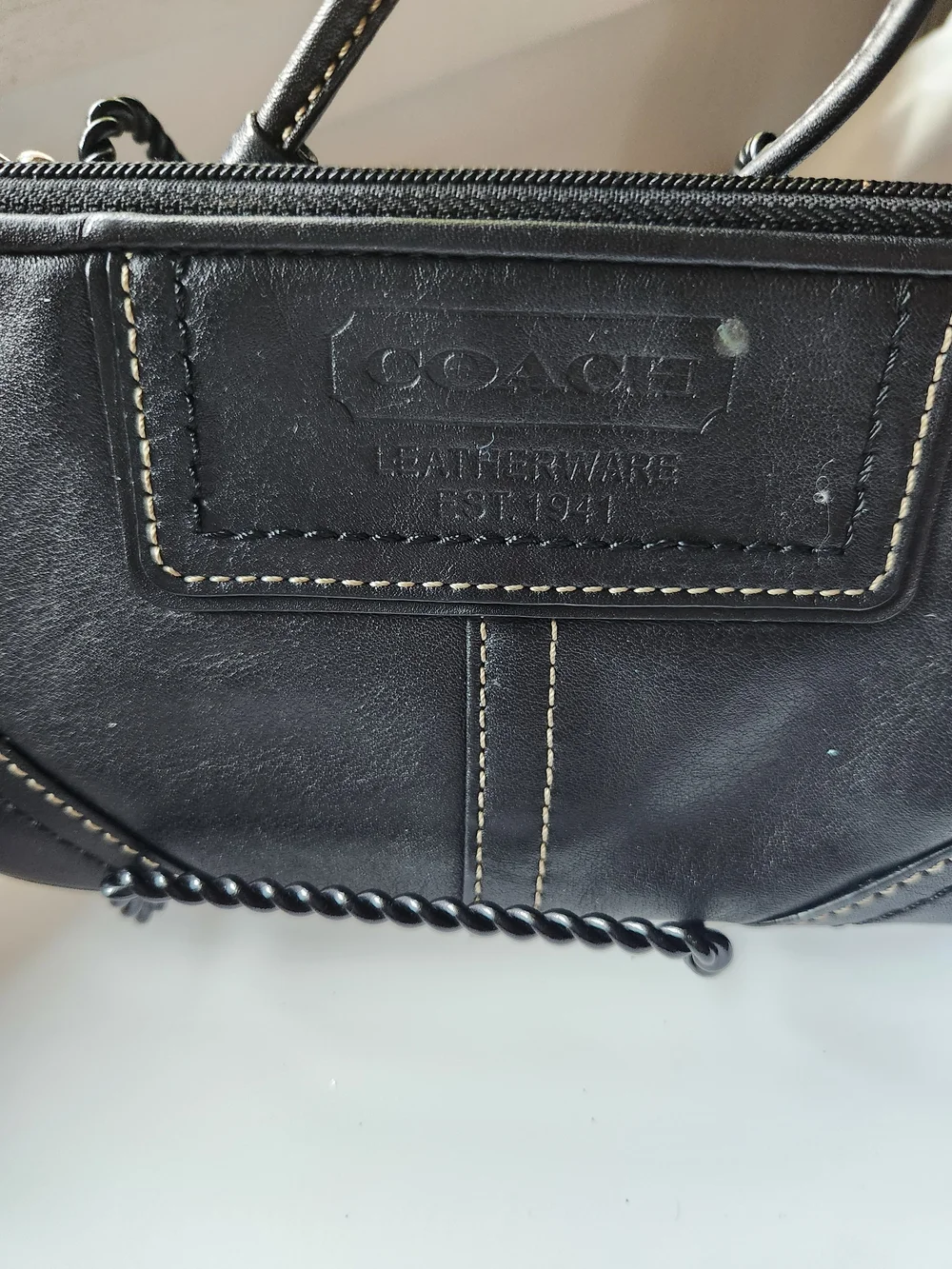 Vintage Coach Black Leather Wristlet